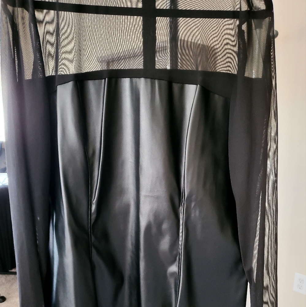 Never Been Worn - Shein Curvy Black Pleather / Mesh Dress, Size XXL